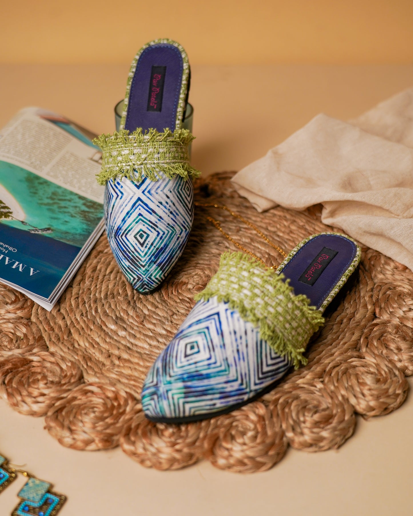Peacock Elegance Slip Ons