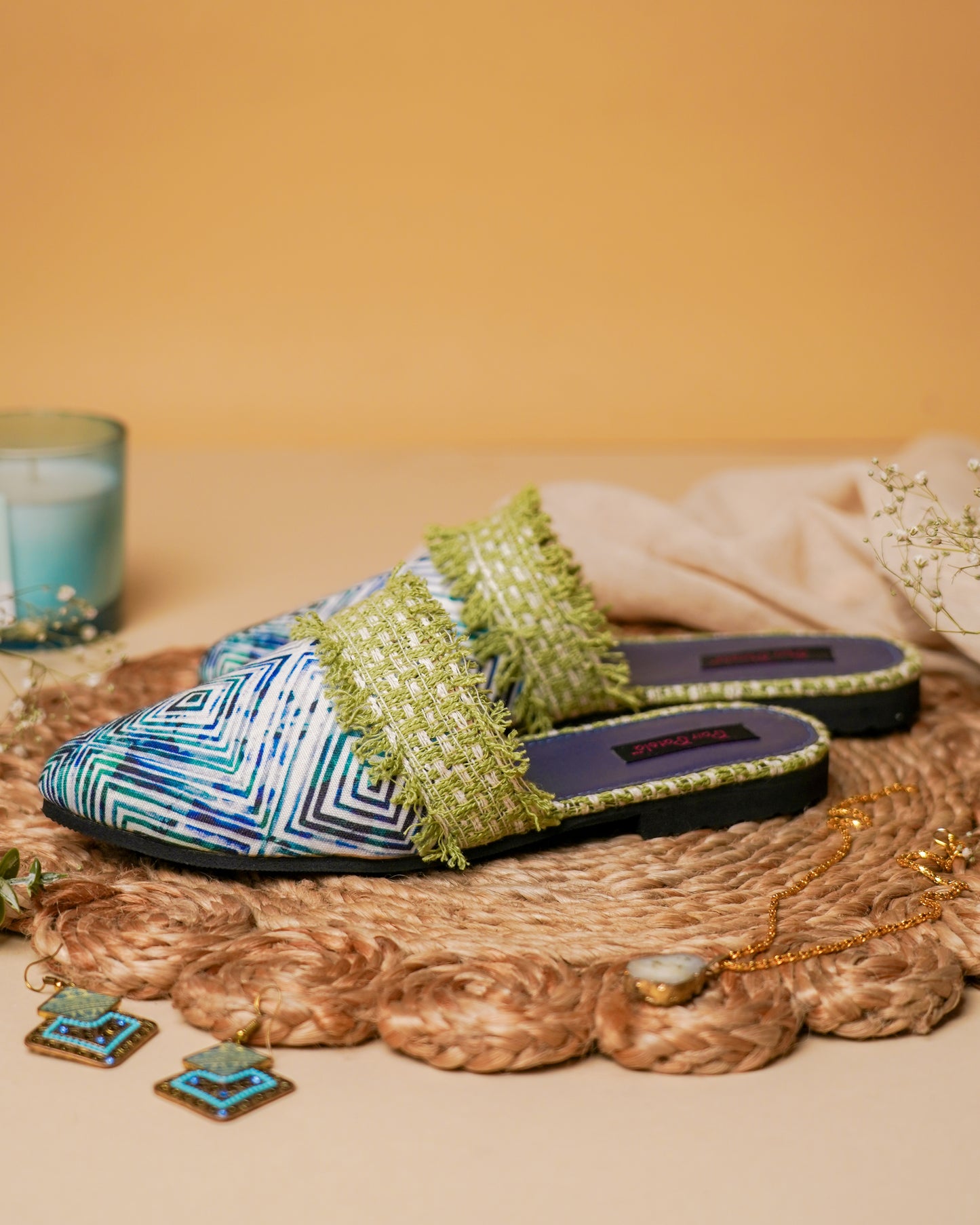 Peacock Elegance Slip Ons