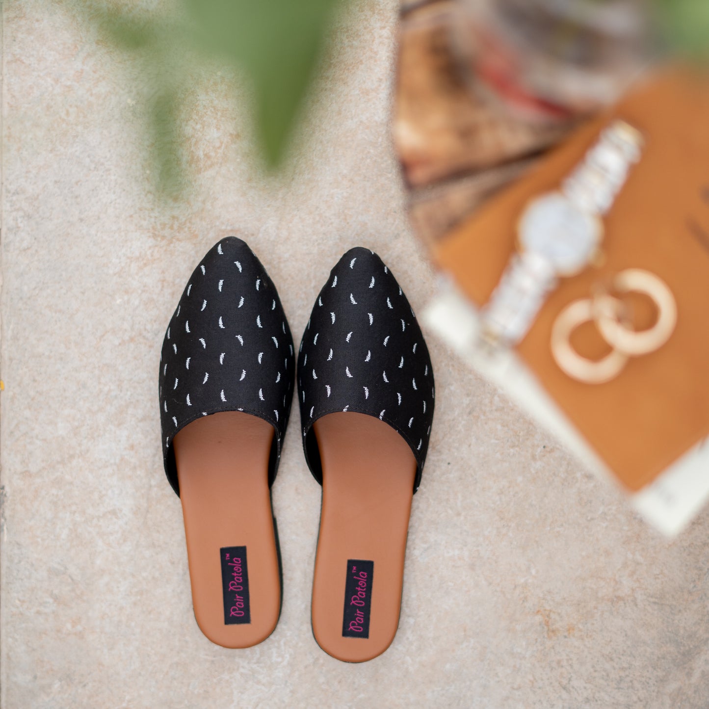 Black and Bling Slip-Ons