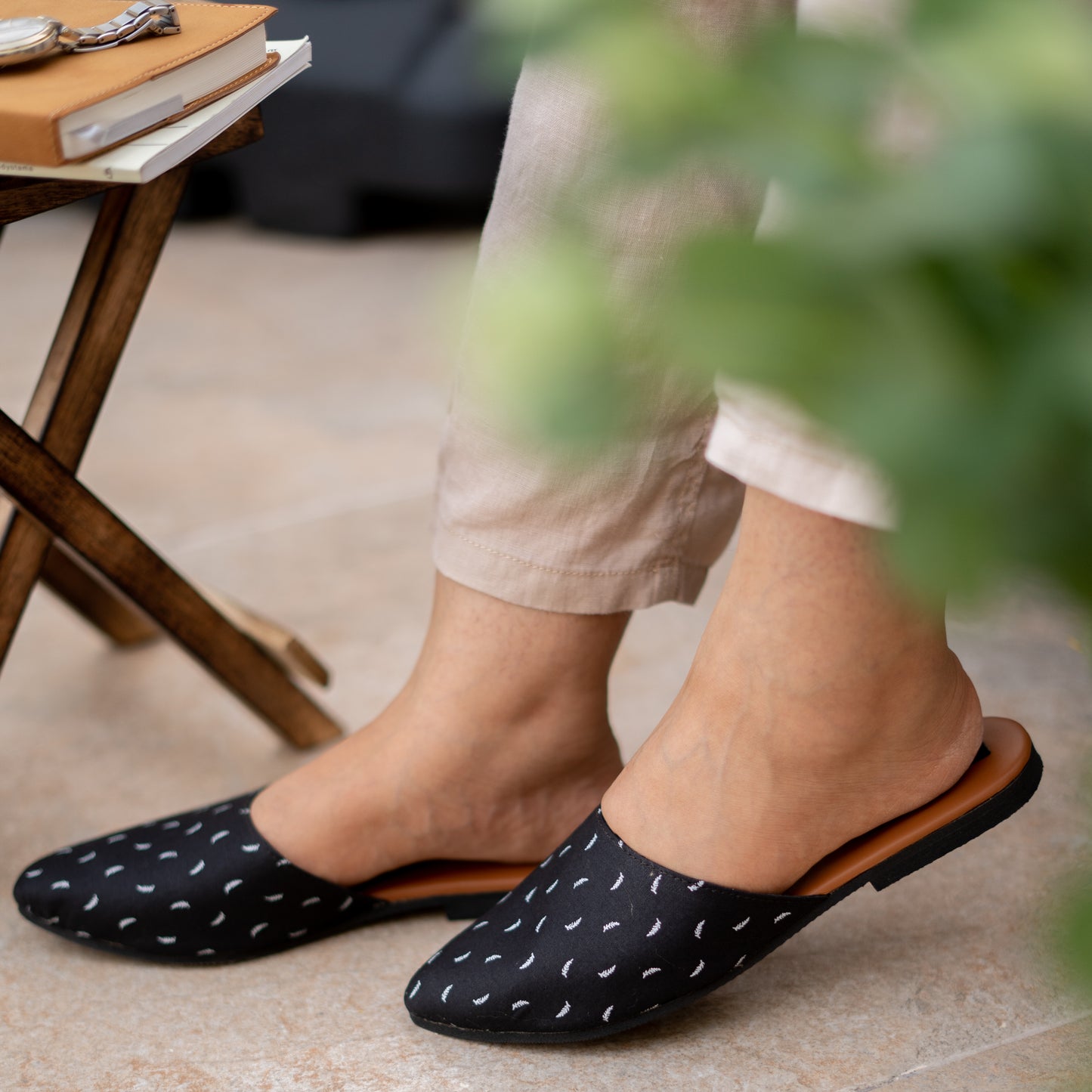 Black and Bling Slip-Ons