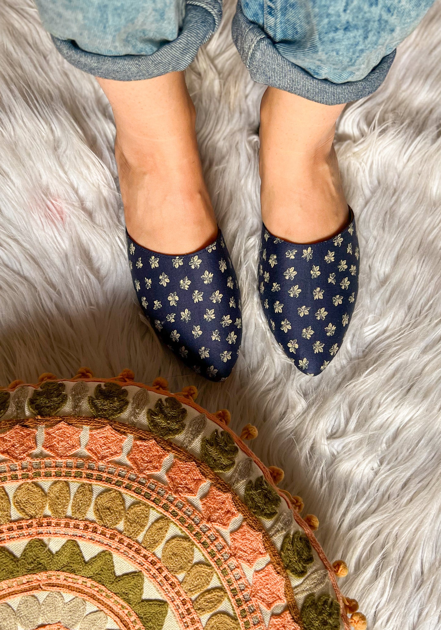 Blooming Blue Slip-Ons