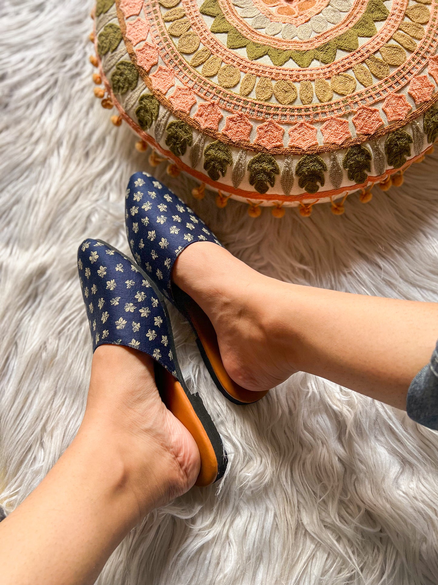 Blooming Blue Slip-Ons